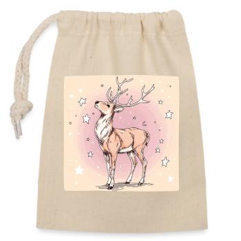 Deer with stars - Closable cotton gift bag (14x20cm) - nature - Front