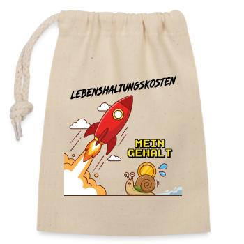 Lebenshaltungskosten_Rakete - Closable cotton gift bag (14x20cm) - nature - Front