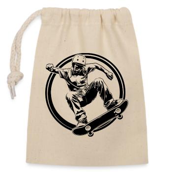 Silhouette de skateboard Man Skateboard - Sac cadeau en coton avec cordon (14 x 20 cm) - nature - Devant