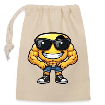Shiny Muskel Hero emoticon - Closable cotton gift bag (14x20cm) - nature - Front