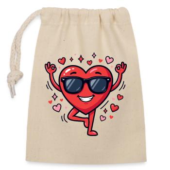 Yoga amusant pour la Saint-Valentin - Sac cadeau en coton avec cordon (14 x 20 cm) - nature - Devant