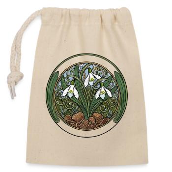 Snowdrops in the Art Nouveau Circle - Closable cotton gift bag (14x20cm) - nature - Front