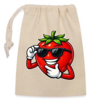Coole Cartoon Tomate Comic Gemüse Spaß - Verschließbarer Geschenkbeutel aus Baumwolle (14x20cm) - Natur - Vorne