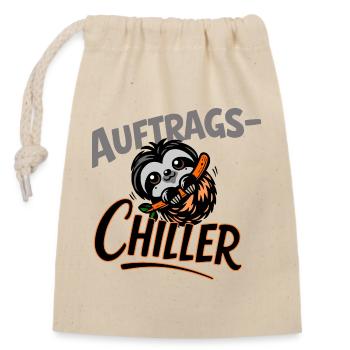 Auftrags Chiller Faultier Lustiges Büro Motiv - Verschließbarer Geschenkbeutel aus Baumwolle (14x20cm) - Natur - Vorne