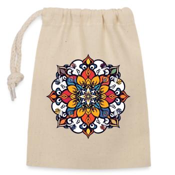 Mandala Blume Blüte symmetrisch abstrakt Farbspiel - Verschließbarer Geschenkbeutel aus Baumwolle (14x20cm) - Natur - Vorne