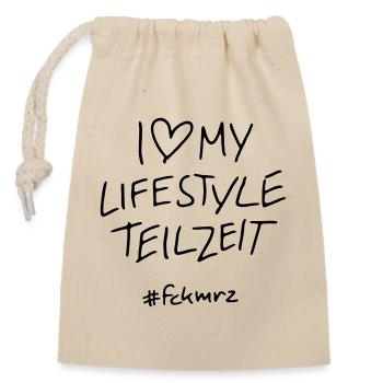 Lifestyle Teizeit - Verschließbarer Geschenkbeutel aus Baumwolle (14x20cm) - Natur - Vorne