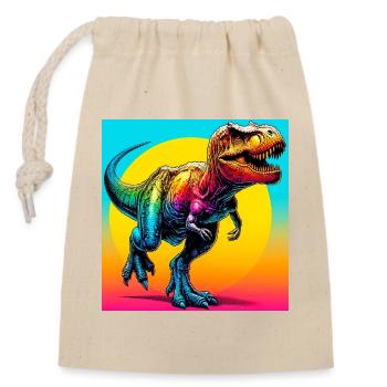 dinosaure - Sac cadeau en coton avec cordon (14 x 20 cm) - nature - Devant