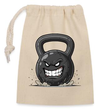 Wütende Kettlebell – Kraftausbruch - Verschließbarer Geschenkbeutel aus Baumwolle (14x20cm) - Natur - Vorne