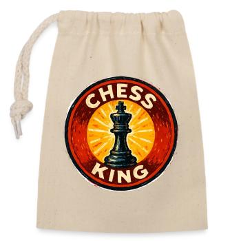 Vintage-Retro-König des Schach-Königs mit rotem Kreis - Verschließbarer Geschenkbeutel aus Baumwolle (14x20cm) - Natur - Vorne