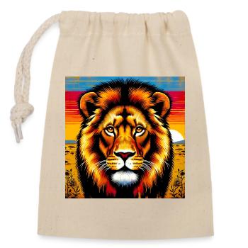 lion - Closable cotton gift bag (14x20cm) - nature - Front