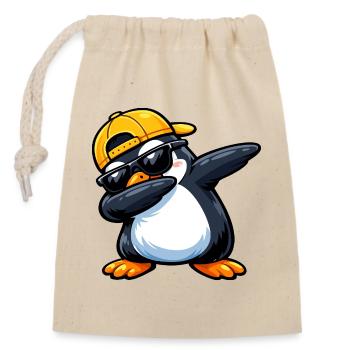 Taponage du Pingouin - Sac cadeau en coton avec cordon (14 x 20 cm) - nature - Devant