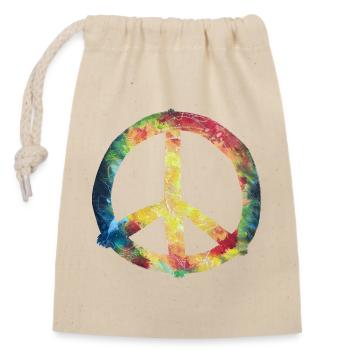 Colorful Peace Sign Tie-Dye - Closable cotton gift bag (14x20cm) - nature - Front