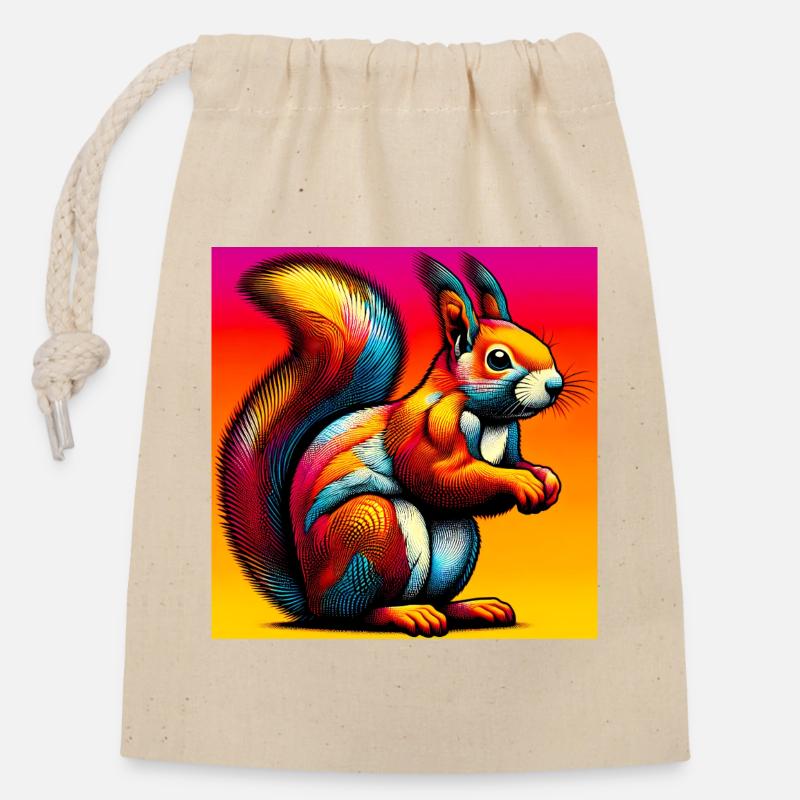 squirrel - Closable cotton gift bag (14x20cm) - nature
