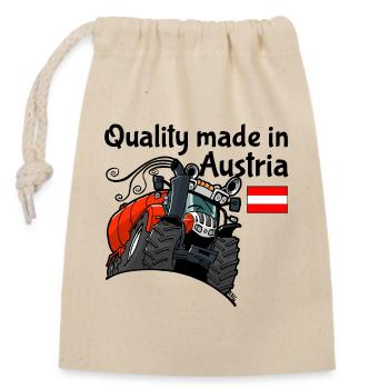 quality_made_in_austria - Sac cadeau en coton avec cordon (14 x 20 cm) - nature - Devant