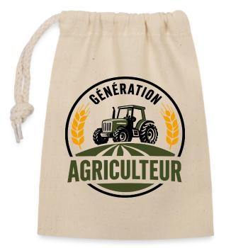 Génération agriculteur logo passion agriculture - Sac cadeau en coton avec cordon (14 x 20 cm) - nature - Devant