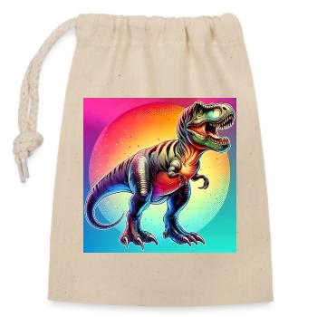 dinosaure - Sac cadeau en coton avec cordon (14 x 20 cm) - nature - Devant