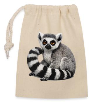 Ring-tailed lemur illustration - Closable cotton gift bag (14x20cm) - nature - Front