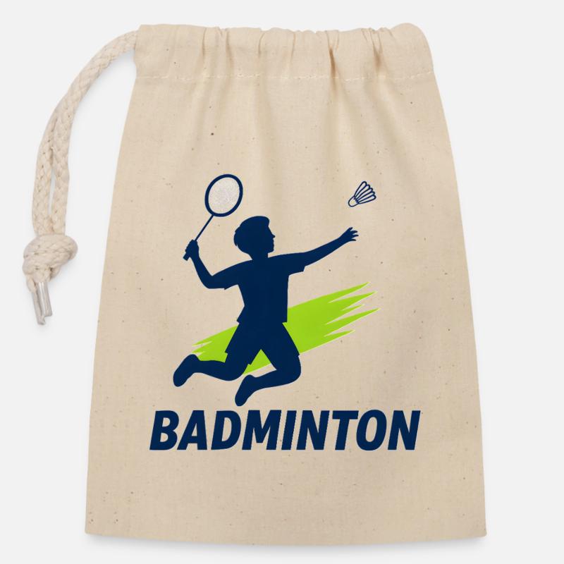 Badminton Kids Tshirt design - Closable cotton gift bag (14x20cm) - nature