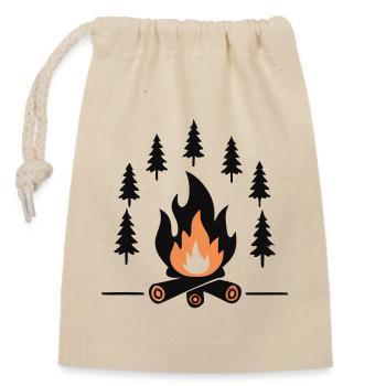 Gemütliches Lagerfeuer Wald - Verschließbarer Geschenkbeutel aus Baumwolle (14x20cm) - Natur - Vorne