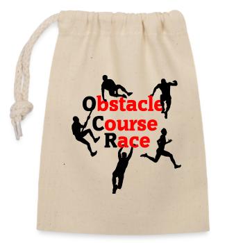 Course d’obstacles – Red Impact Design - Sac cadeau en coton avec cordon (14 x 20 cm) - nature - Devant