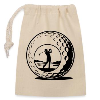golf ball - Closable cotton gift bag (14x20cm) - nature - Front