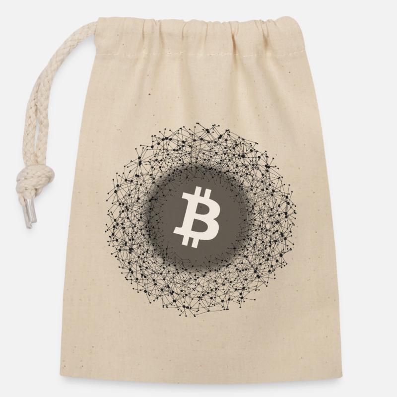 Bitcoin Net Mandala - Closable cotton gift bag (14x20cm) - nature