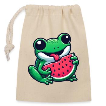 Cute Frog Watermelon Summer Cool Sunshine - Closable cotton gift bag (14x20cm) - nature - Front