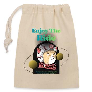 Profitez du trajet: Chat pilote - Sac cadeau en coton avec cordon (14 x 20 cm) - nature - Devant