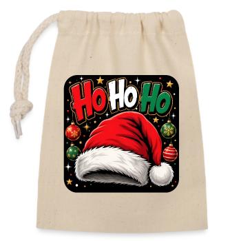 HoHoHo Santa Style - Closable cotton gift bag (14x20cm) - nature - Front