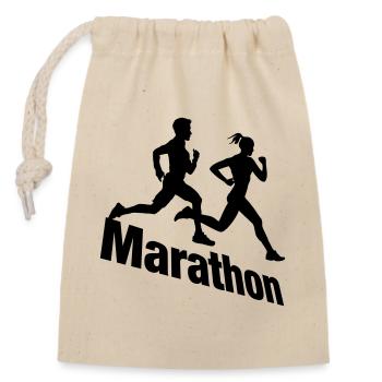 Running Duo – Team Marathon - Closable cotton gift bag (14x20cm) - nature - Front