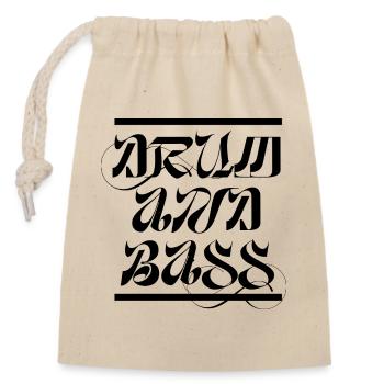 Drum and Bass Typografie-Logo T-Shirt - Verschließbarer Geschenkbeutel aus Baumwolle (14x20cm) - Natur - Vorne