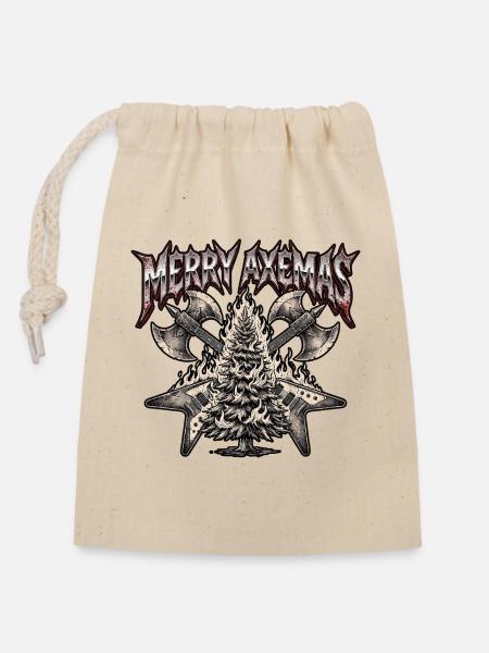 Christmas Heavy Metal - Verschließbarer Geschenkbeutel aus Baumwolle (14x20cm) - Natur