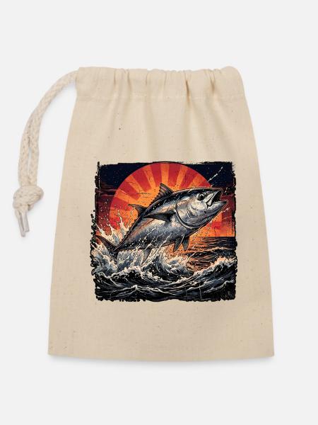 Blauflossen Thunfisch - Verschließbarer Geschenkbeutel aus Baumwolle (14x20cm) - Natur