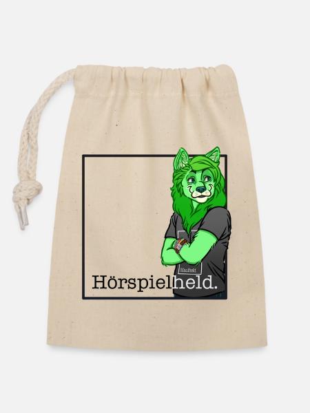 Hörspielheld - Verschließbarer Geschenkbeutel aus Baumwolle (14x20cm) - Natur
