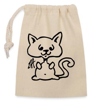 Chat - Sac cadeau en coton avec cordon (14 x 20 cm) - nature - Devant