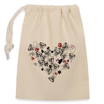Love my pug - Sac cadeau en coton avec cordon (14 x 20 cm) - nature - Devant