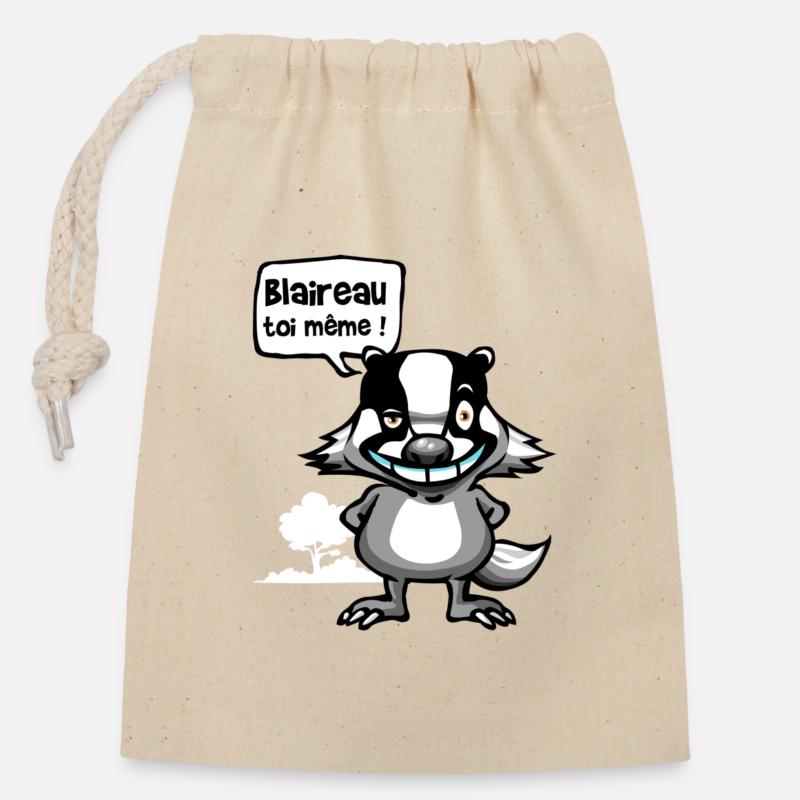 le blaireau - Sac cadeau en coton avec cordon (14 x 20 cm) - nature
