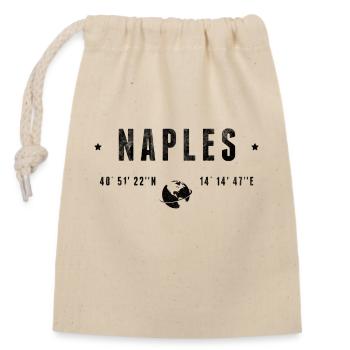 Naples Coordonnées Géographiques Stylisées - Sac cadeau en coton avec cordon (14 x 20 cm) - nature - Devant