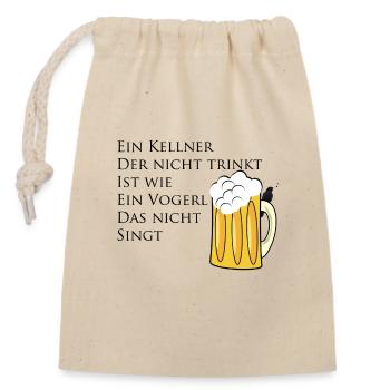 Kellner Trinkspruch - Verschließbarer Geschenkbeutel aus Baumwolle (14x20cm) - Natur - Vorne
