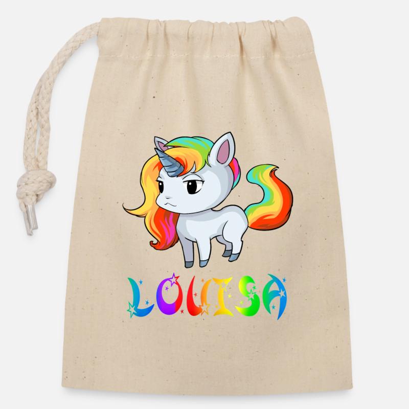 Louisa Einhorn - Sac cadeau en coton avec cordon (14 x 20 cm) - nature