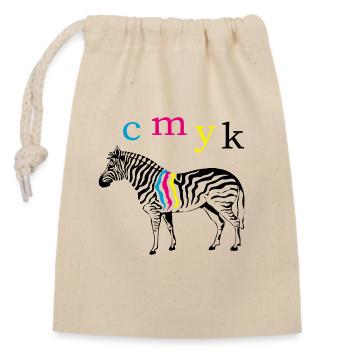 CMYK Zebra - Closable cotton gift bag (14x20cm) - nature - Front