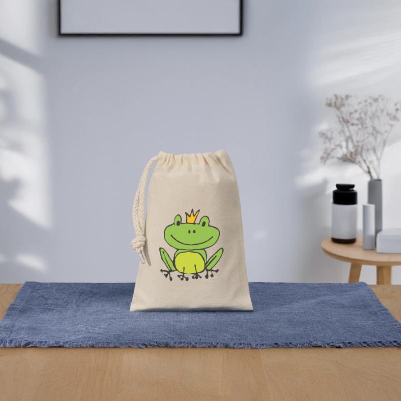 Frosch oder Prinz? Verschließbarer Geschenkbeutel aus Baumwolle (14x20cm)