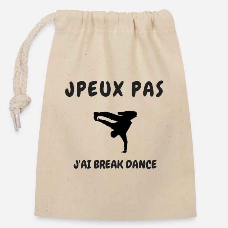 JPEUX PAS J'AI BREAK DANCE - Sac cadeau en coton avec cordon (14 x 20 cm) - nature