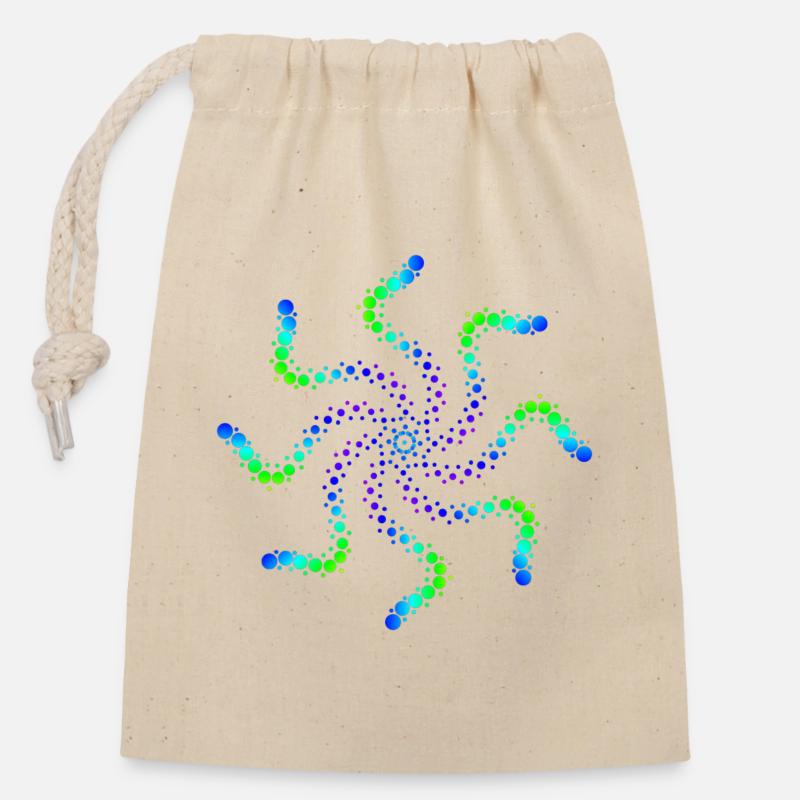 Psychédélique - Sac cadeau en coton avec cordon (14 x 20 cm) - nature