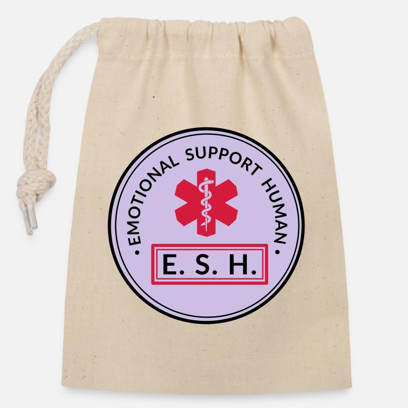 Emotional Support Human - Verschließbarer Geschenkbeutel aus Baumwolle (14x20cm) - Natur