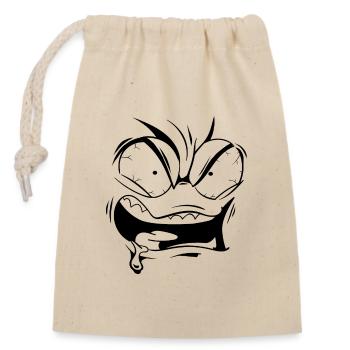 Visage en colère - Sac cadeau en coton avec cordon (14 x 20 cm) - nature - Devant