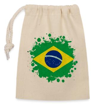 Brasilien Klecks Fleck Geschenk Flagge Südamerika - Verschließbarer Geschenkbeutel aus Baumwolle (14x20cm) - Natur - Vorne