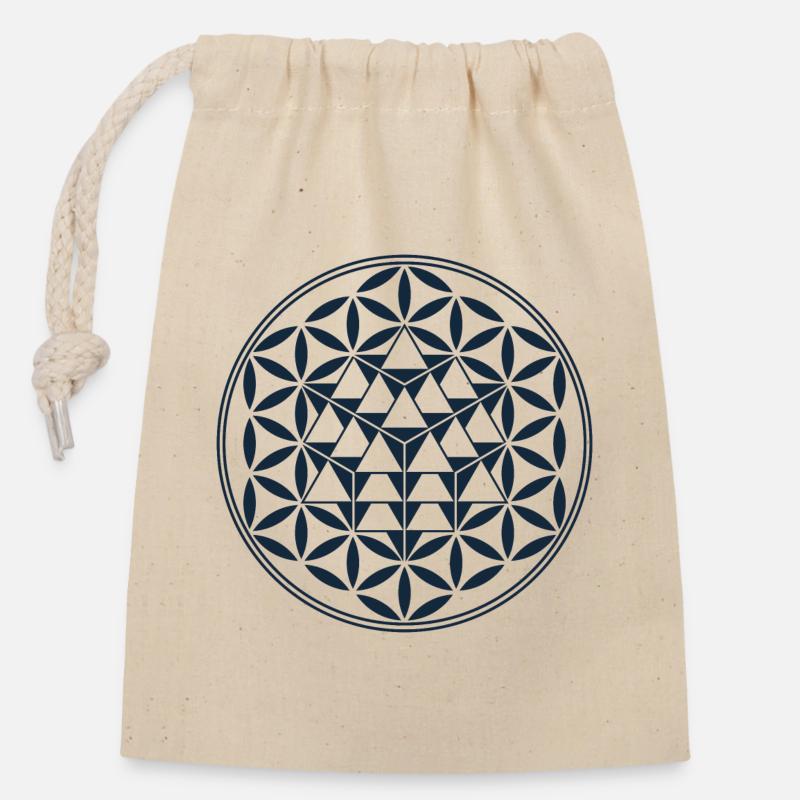 Vector Equilibrium, Sacred Geometry - Closable cotton gift bag (14x20cm) - nature
