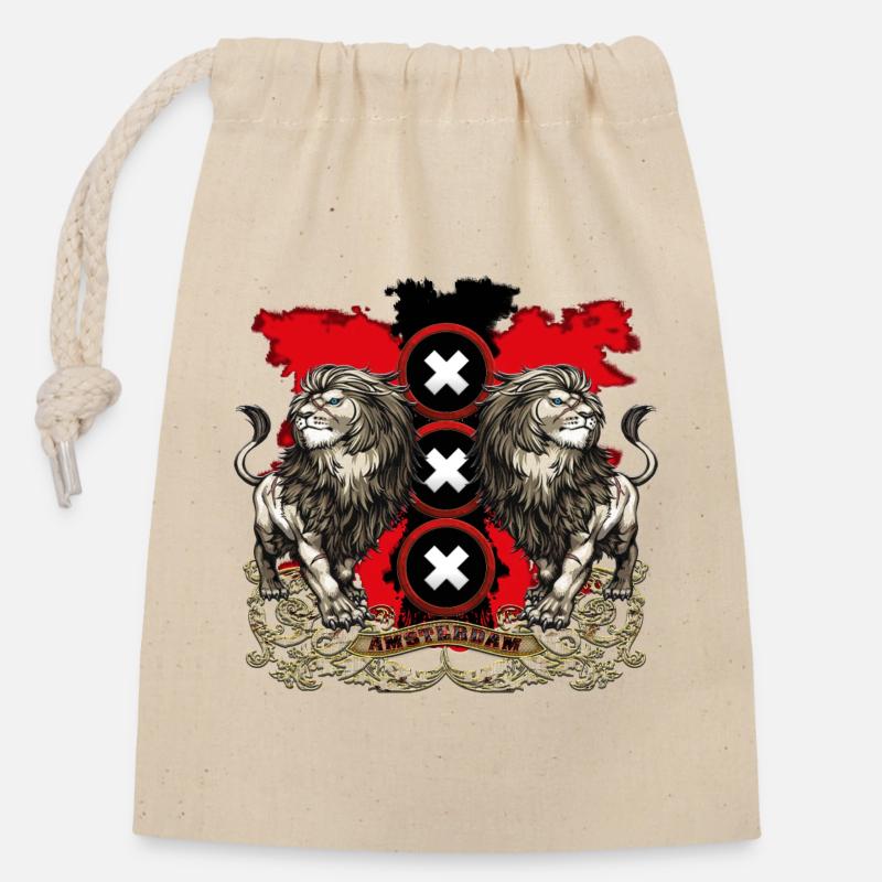 Amsterdam coat of arms 2018 white - Closable cotton gift bag (14x20cm) - nature