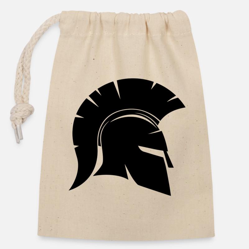 Spartan Gladiator's Helmet - Closable cotton gift bag (14x20cm) - nature